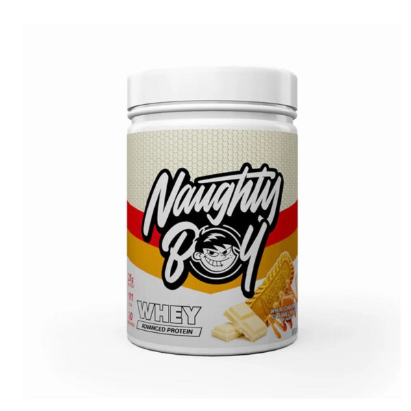 Naughty Boy Whey Premium Protein 900g Bela Čokolada-Karamela-Keks