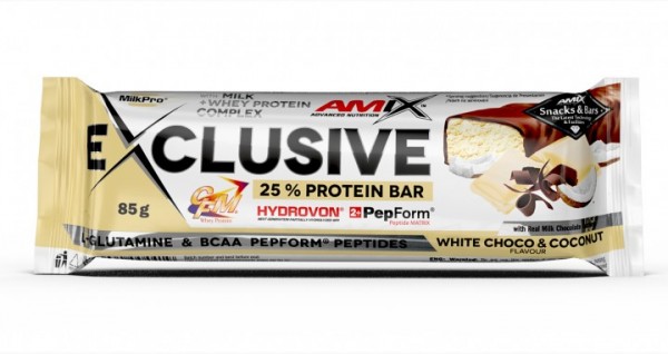 AMIX Exclusive Protein Bar 85 g Bela čokolada