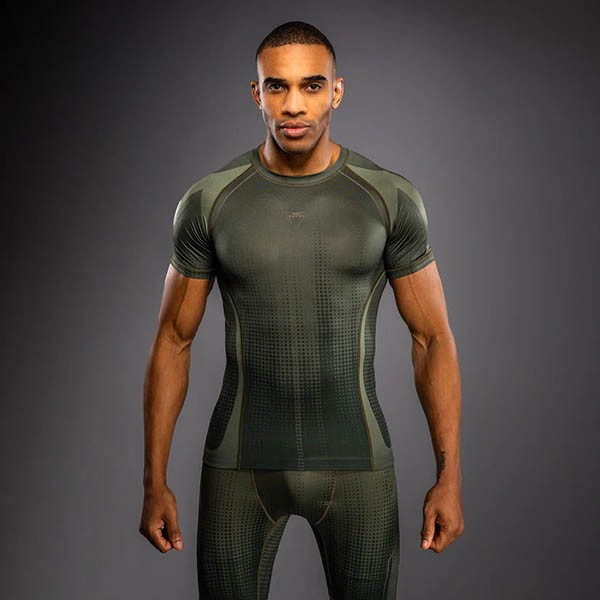 Venum Stealth Rashguard Kratki Rukav Khaki/Zeleni XL